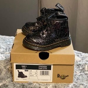 Dr Martens Cosmic Glitter Black Boot 1460 Toddler Size 5